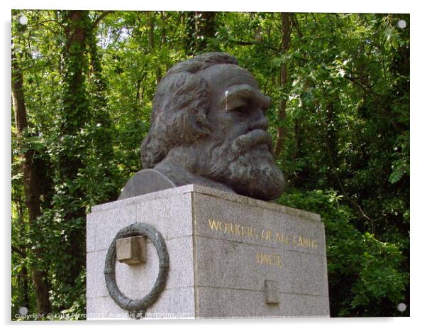 Tomb of Karl Marx in Highgate cemetery, London, United Kingdom. Acrylic by Luigi Petro