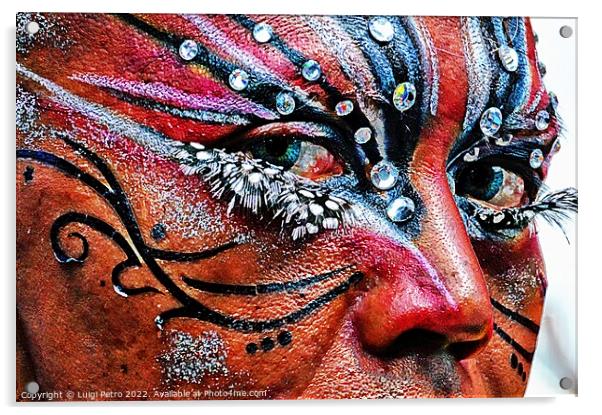Colourful face celebrating Pride in London Parade. Acrylic by Luigi Petro