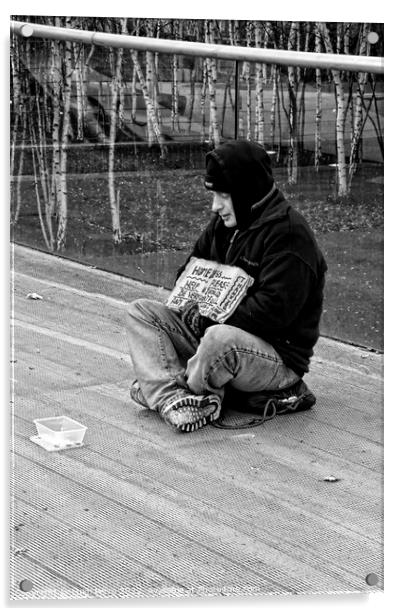Help a Homeless Man Survive Winter Acrylic by Luigi Petro