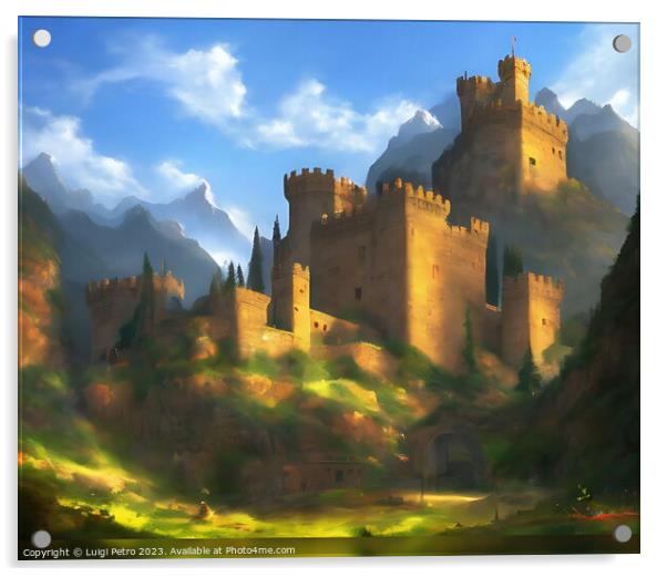 Enchanting Medieval Fortress in a Dreamlike Landsc Acrylic by Luigi Petro