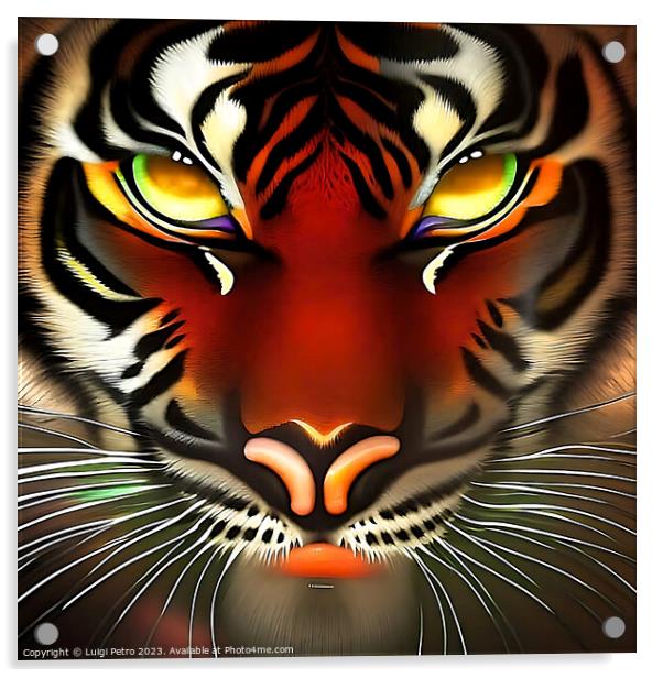 Psychedelic Tiger, close up. Acrylic by Luigi Petro