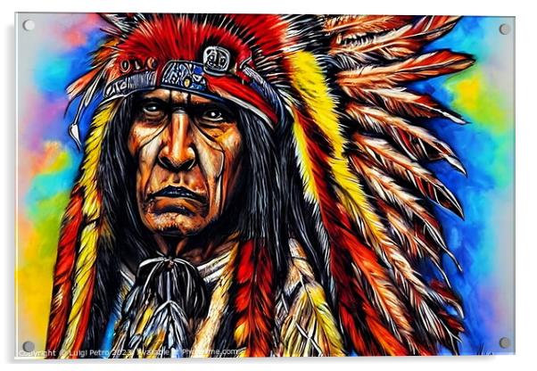 Majestic American Indian Chief Acrylic by Luigi Petro