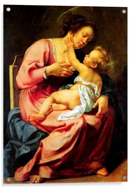 Madonna and child by Artemisia Gentileschi. Acrylic by Luigi Petro