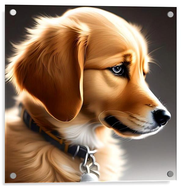 Golden retriever puppy. Acrylic by Luigi Petro