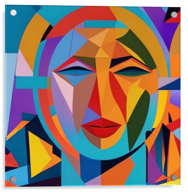 Vibrant Cubist Portrait A Modern Twist Acrylic by Luigi Petro