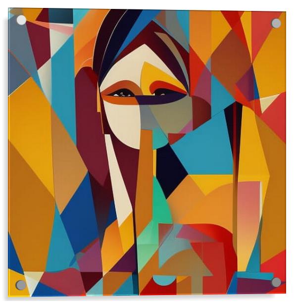 Vibrant Cubist Portrait A Modern Twist Acrylic by Luigi Petro