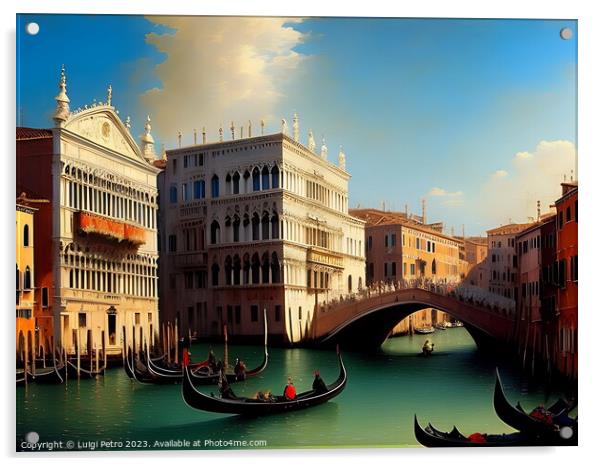 Serene Gondolas Glide Through Venice's Grand Canal Acrylic by Luigi Petro