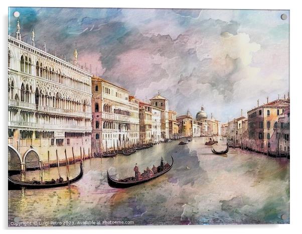 Watercolor painting  Grand Canal Venice.,Italy. Acrylic by Luigi Petro