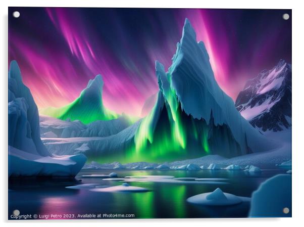 Glorious Aurora Borealis over Antarctica landscape Acrylic by Luigi Petro