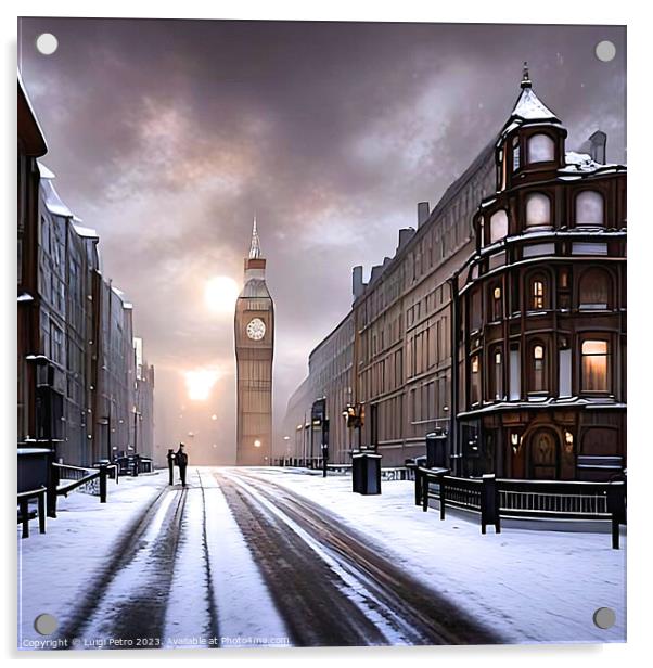"Enchanting Winter Night in Victorian London" Acrylic by Luigi Petro