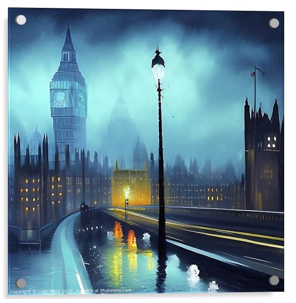 "Moonlit Serenity: A Mystical London Night" Acrylic by Luigi Petro
