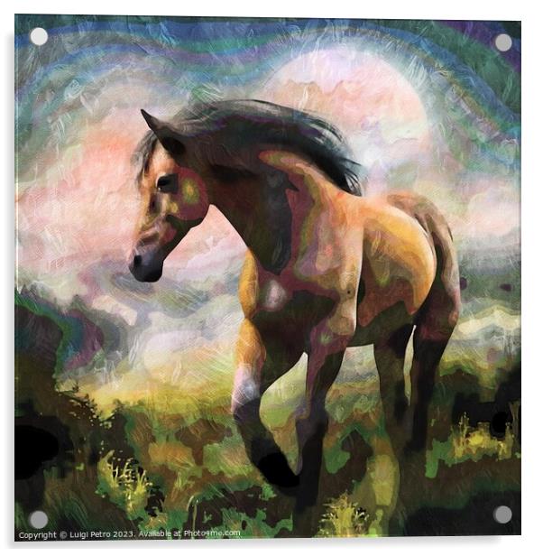 A horse standing in a field. Acrylic by Luigi Petro