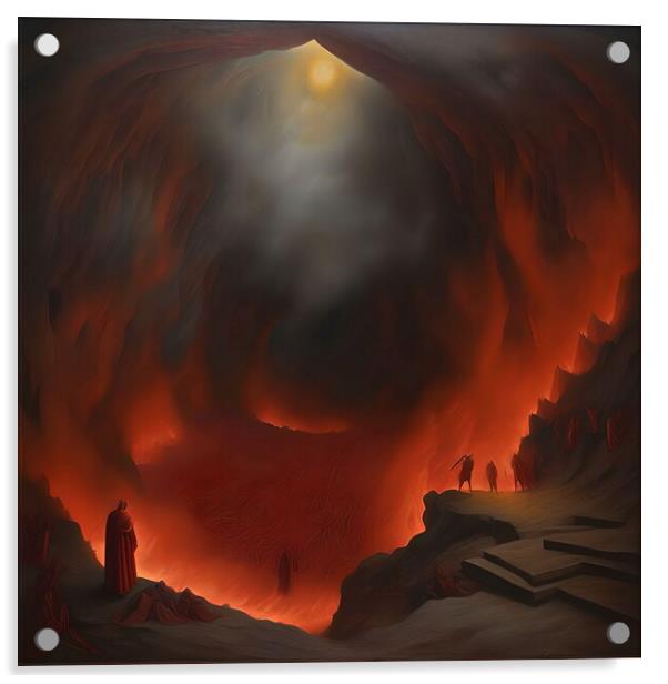 Dante Alighieri ready to enter Hell. 02 Acrylic by Luigi Petro