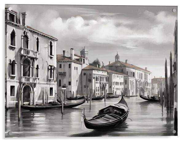 Venetian Splendor: Gondolas gliding on the Grand Canal Acrylic by Luigi Petro