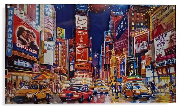  Time Square New York City Acrylic by Sue Bottomley