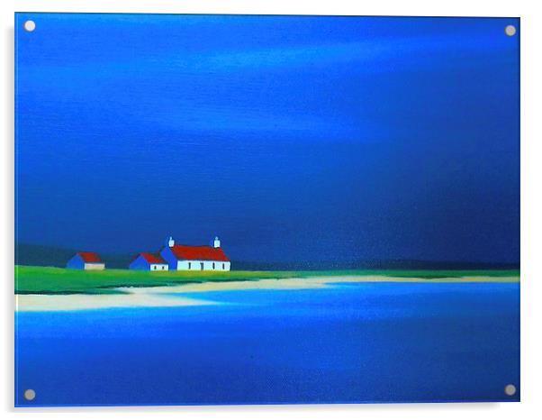  Little white house with a red roof  on the beach Acrylic by Sue Bottomley