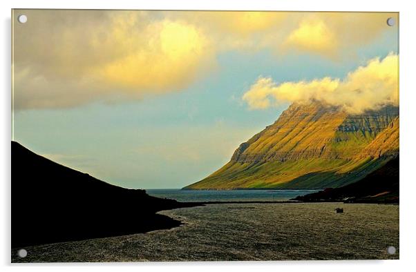 Leaving the Faroe Islands by sea  Acrylic by Sue Bottomley