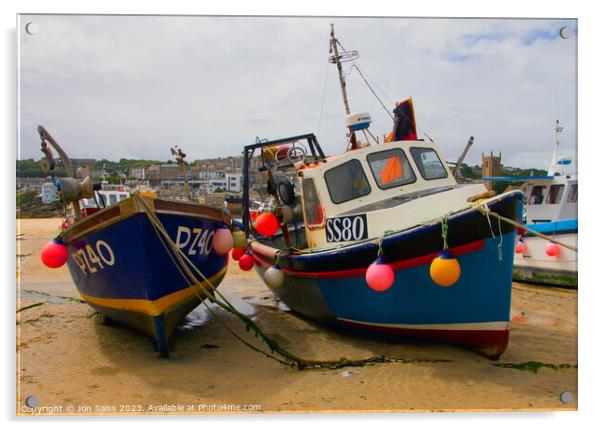 Others St Ives boats Acrylic by Jon Saiss