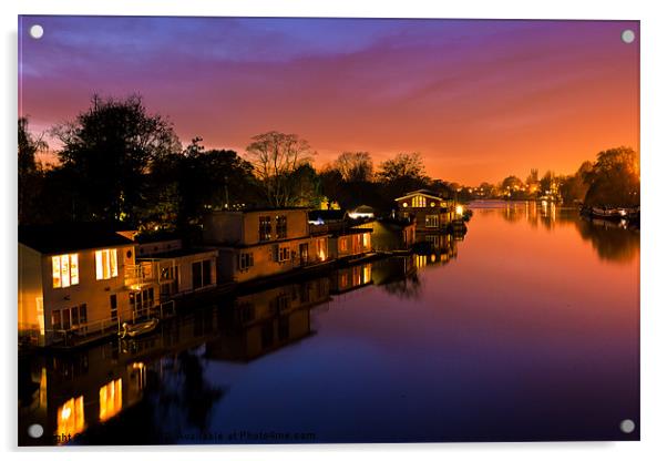 Sunset at Kingston upon Thames Acrylic by Junwei Chu