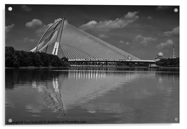 Seri Wawasan Bridge in B&W Acrylic by Zoe Ferrie