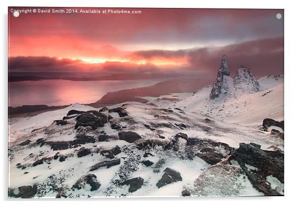 Sunrise at the old man of Storr Acrylic by David Smith