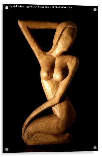 African Carved Nude Female Acrylic by Brian  Raggatt