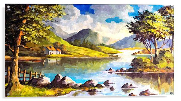 County Connemara Lake Landscape Acrylic by Brian  Raggatt