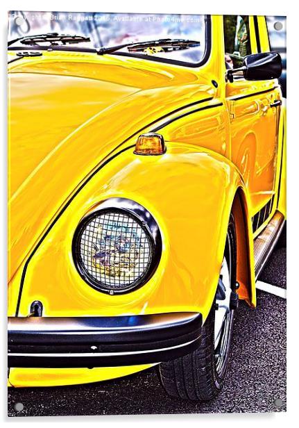  Yellow VW Volkswagen Beetle car Acrylic by Brian  Raggatt