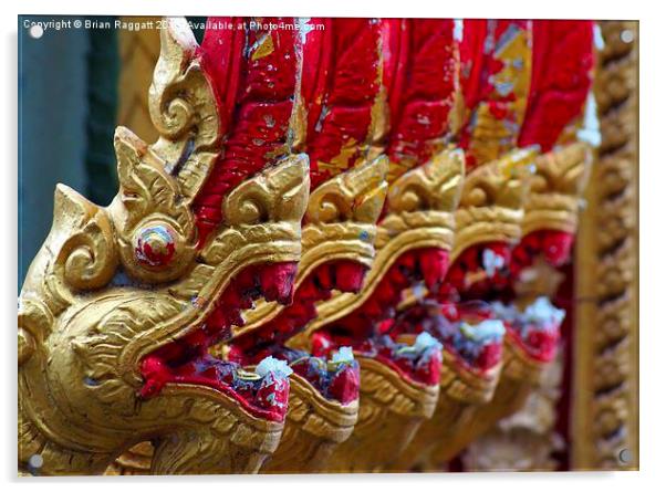 Temple Dragons Vientiane Laos Acrylic by Brian  Raggatt