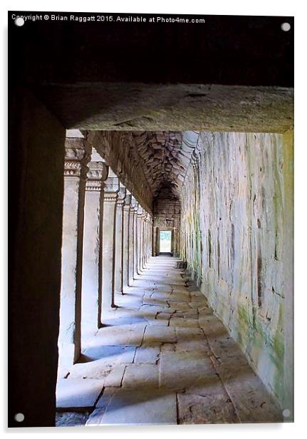  Temple Corridor Angkor Wat Cambodia Acrylic by Brian  Raggatt