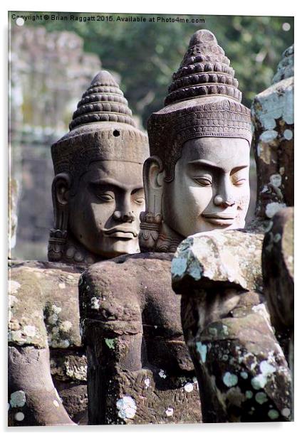  Entrance Statue Heads Angkor Siem Reap Cambodia Acrylic by Brian  Raggatt