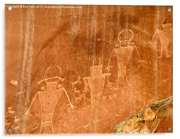 Petroglyphs or Spacemen? Acrylic by Eva Kato