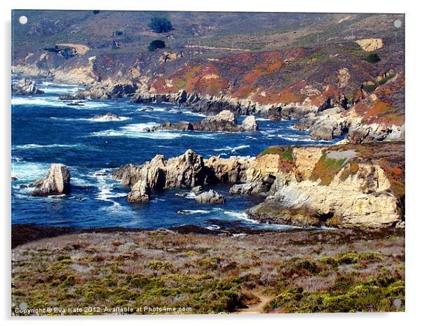 Rugged California Shoreline Acrylic by Eva Kato