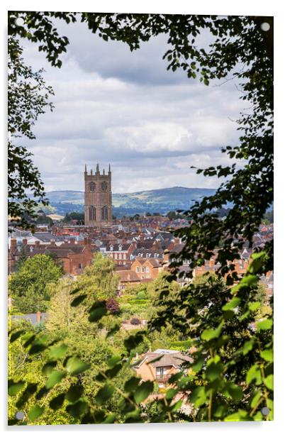 Saint Laurences church tower Ludlow Shropshire Acrylic by Phil Crean