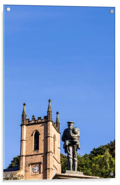 First World War Memorial and St Lukes Church Ironbridge Shropshire Acrylic by Phil Crean