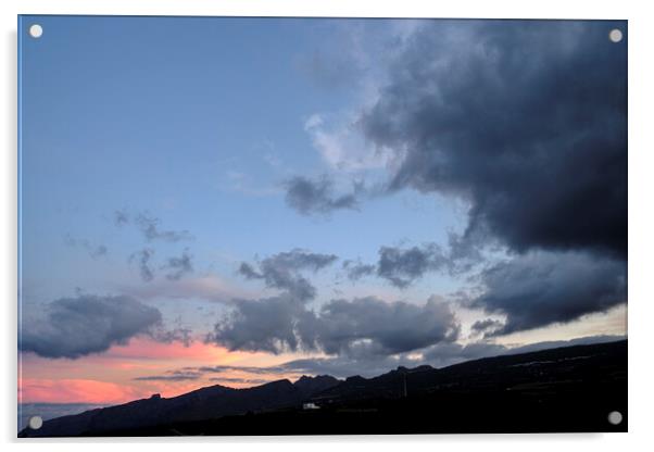 Dramatic sky over Los Gigantes Tenerife Acrylic by Phil Crean