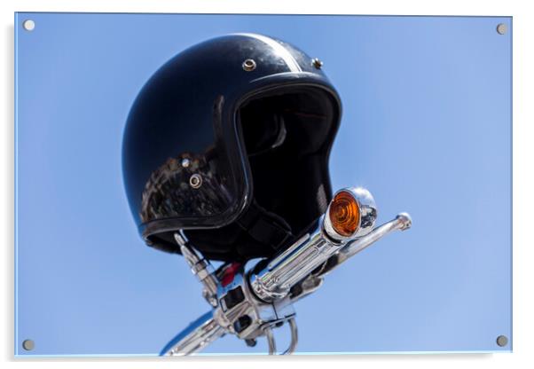 Crash helmet on handlebars Acrylic by Phil Crean