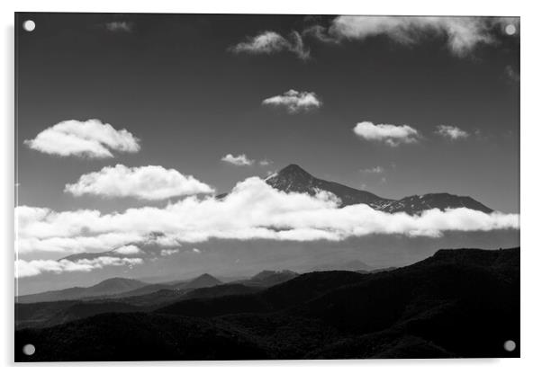 Mount Teide clouds, Mono Acrylic by Phil Crean