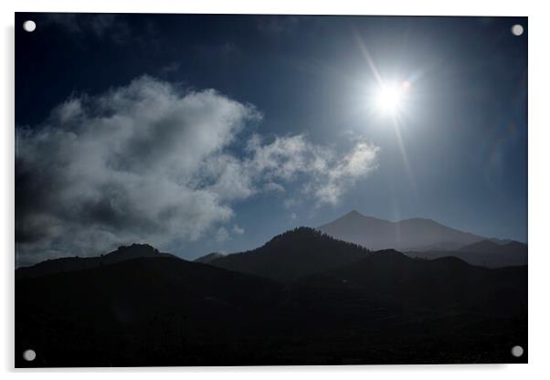 Sunburst over Teide Tenerife Acrylic by Phil Crean