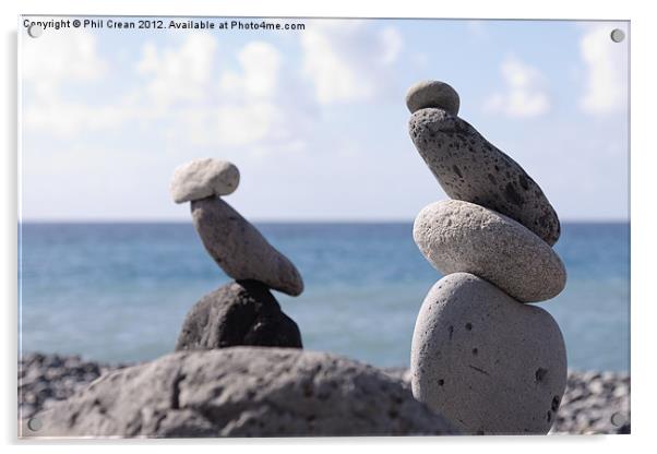Stone cairns Tenerife Acrylic by Phil Crean