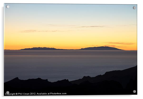 La Palma yellow twilight Acrylic by Phil Crean