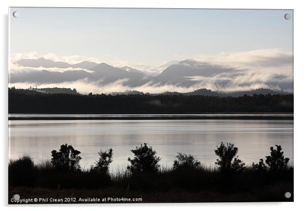 Lake Mahinapua dawn New Zealand Acrylic by Phil Crean