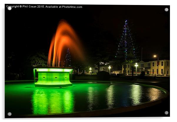  Art Deco fountain at night, Napier, New Zealand Acrylic by Phil Crean