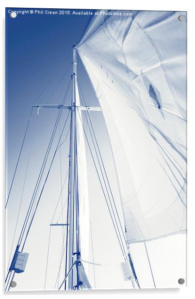 Sails and mast, yacht Acrylic by Phil Crean