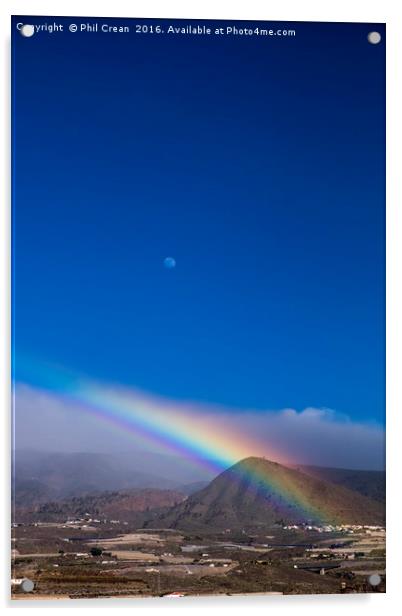 Rainbow, Moon & Mountain Acrylic by Phil Crean