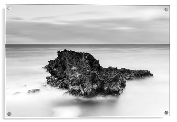 Dark rocks and silky sea, Tenerife Acrylic by Phil Crean