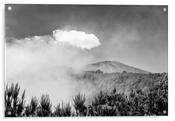 Teide appears behind cloud, Tenerife Acrylic by Phil Crean
