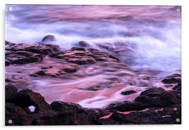 Red sea on rocks Playa San Juan, Tenerife Acrylic by Phil Crean