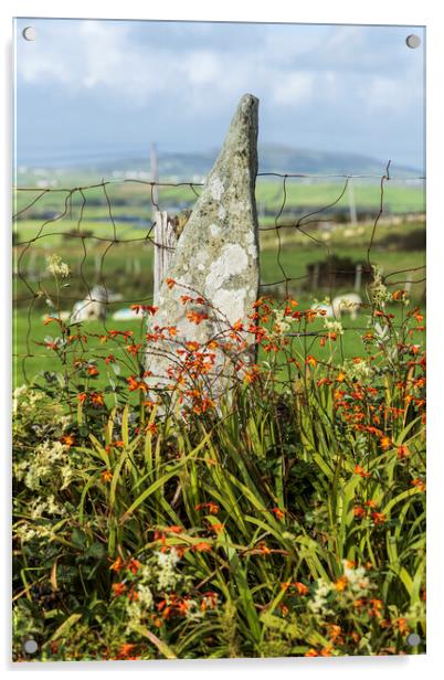 Stone fence post, Louisburgh, Mayo, Ireland Acrylic by Phil Crean