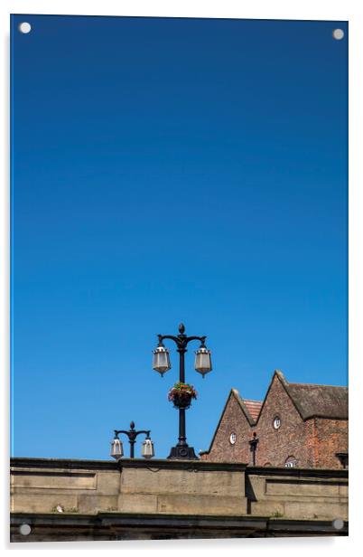 Street lamps against blue sky, York, Yorkshire,  Acrylic by Phil Crean